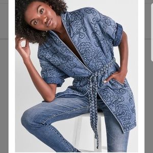 Lucky Brand Denim Embroidered Kimono
